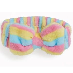 🛍️ Glow On 5th Skincare Beauty Spa Raindow Striped Plush Bow Headband